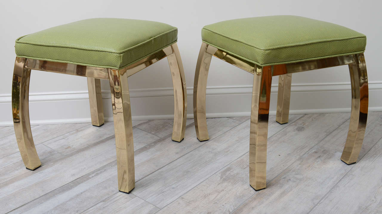 American Pair of Mid-Century Modern Brass Benches