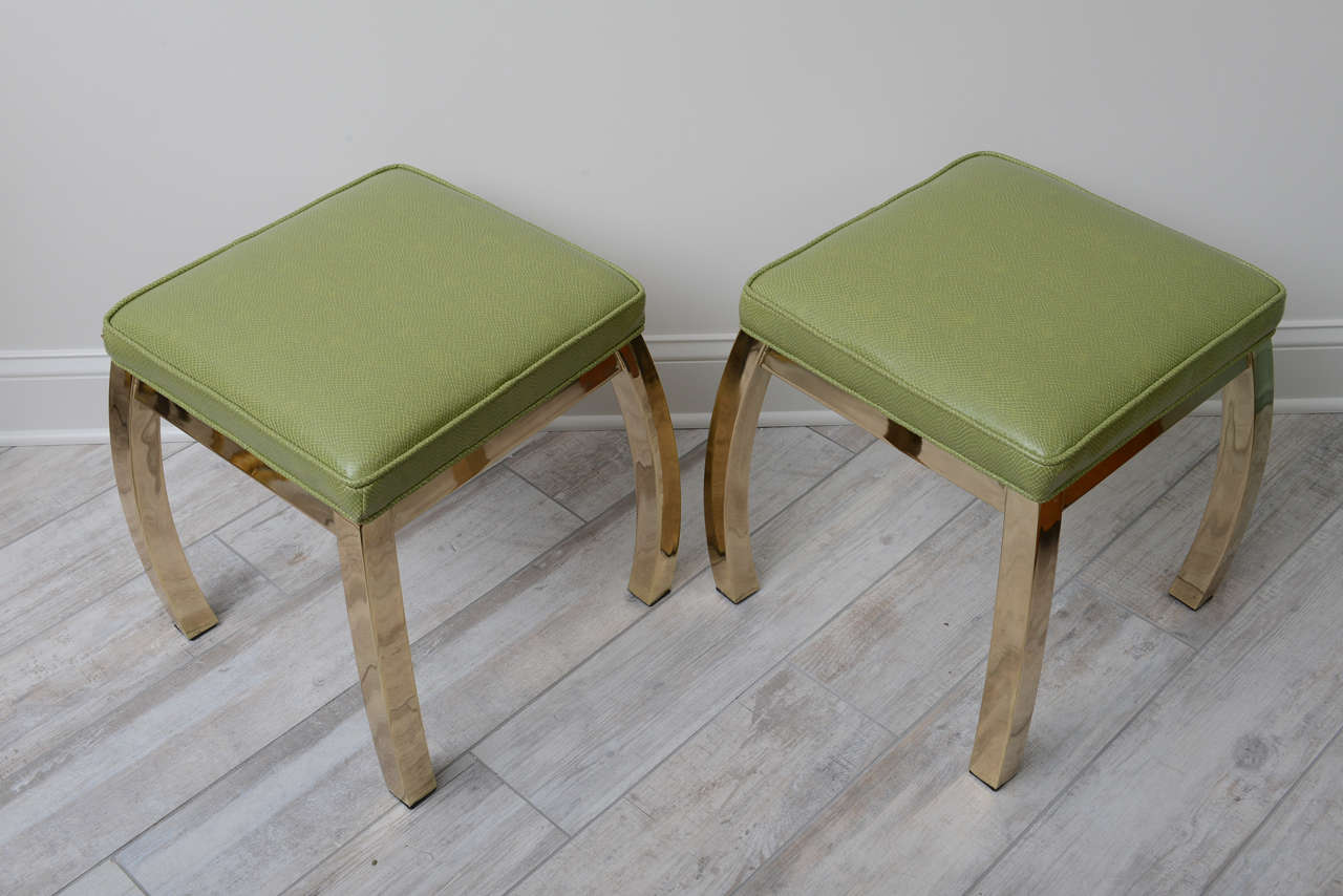 Pair of Mid-Century Modern Brass Benches 3