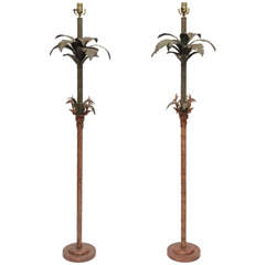 Pair Vintage Palm Floor Lamps