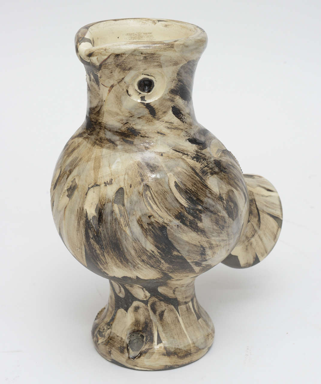 French Wood Owl Turned Vase by Picasso