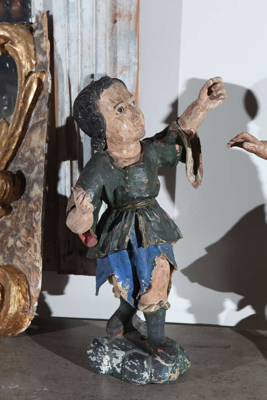 Spanish Period 18th Century Polychrome Figures For Sale