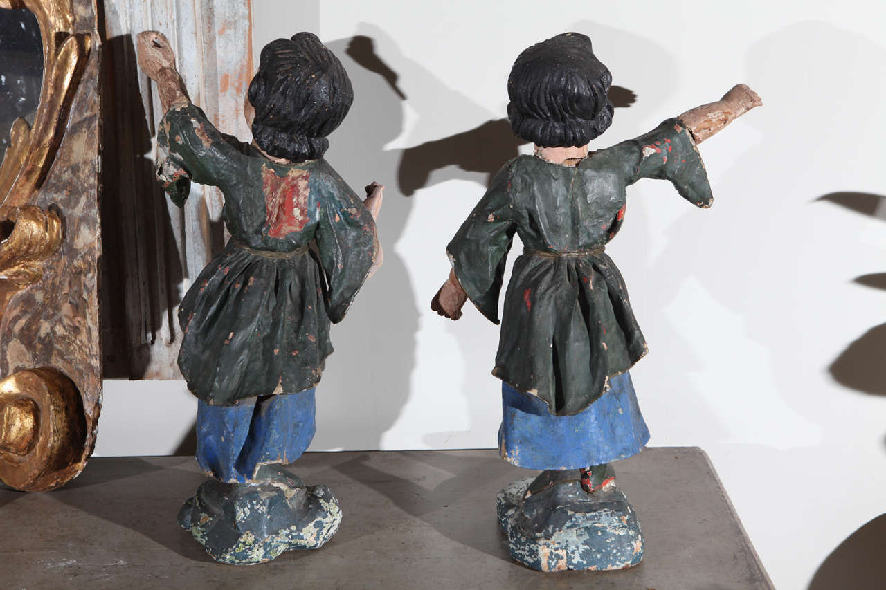 Period 18th Century Polychrome Figures For Sale 1