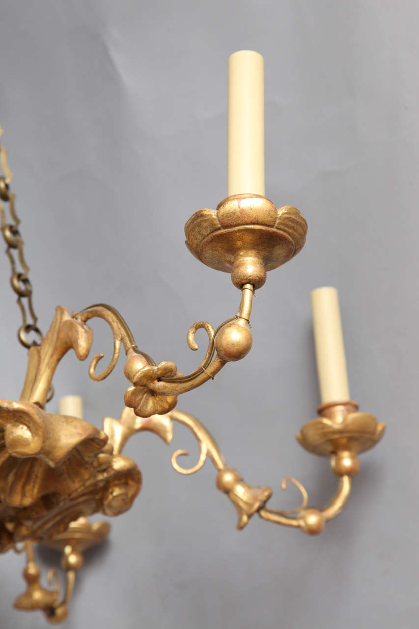 19th Century A 6 Light Austrian Carved and Gilt Wood Chandelier