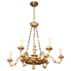 A 6 Light Austrian Carved and Gilt Wood Chandelier