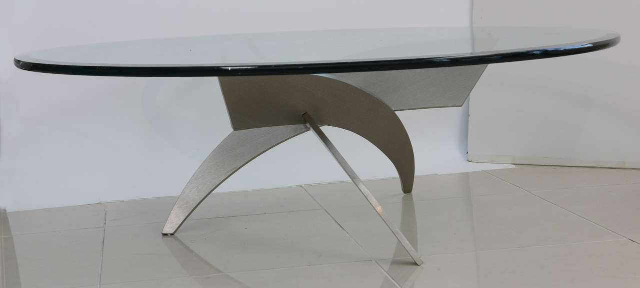 Mid-Century Modern Italian Modern, Stainless Steel and Glass Low Table