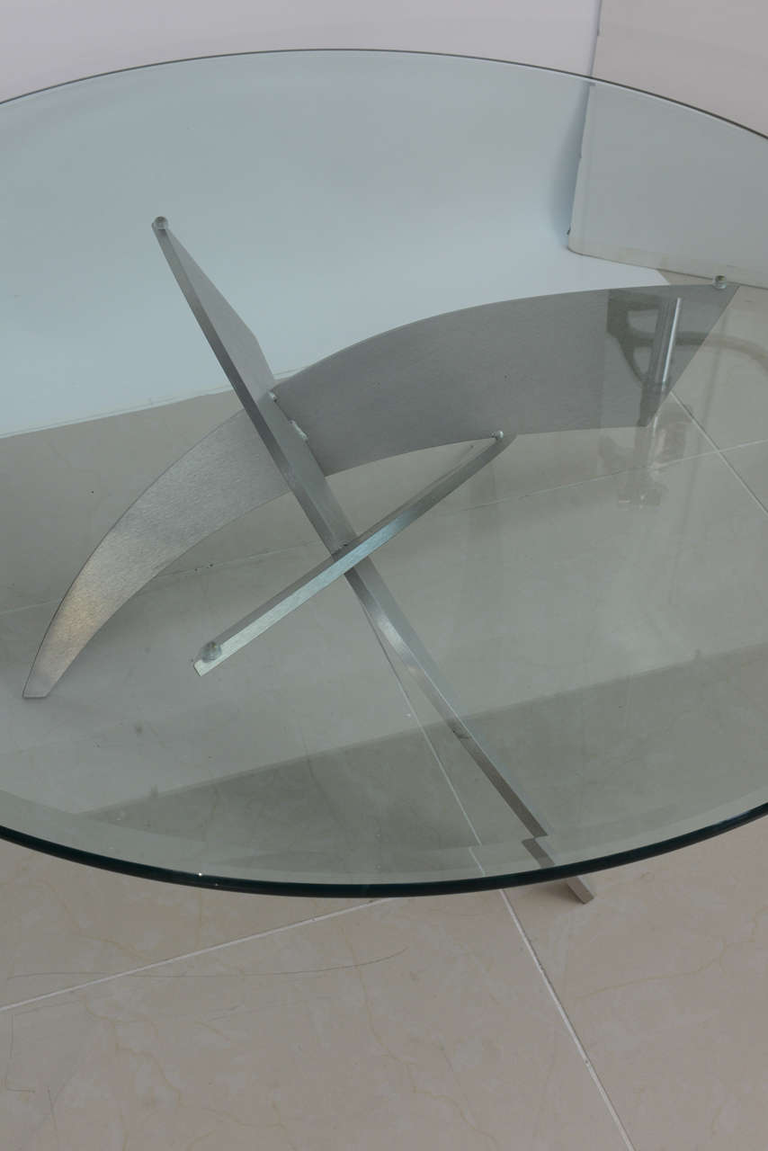 Italian Modern, Stainless Steel and Glass Low Table In Excellent Condition In Hollywood, FL