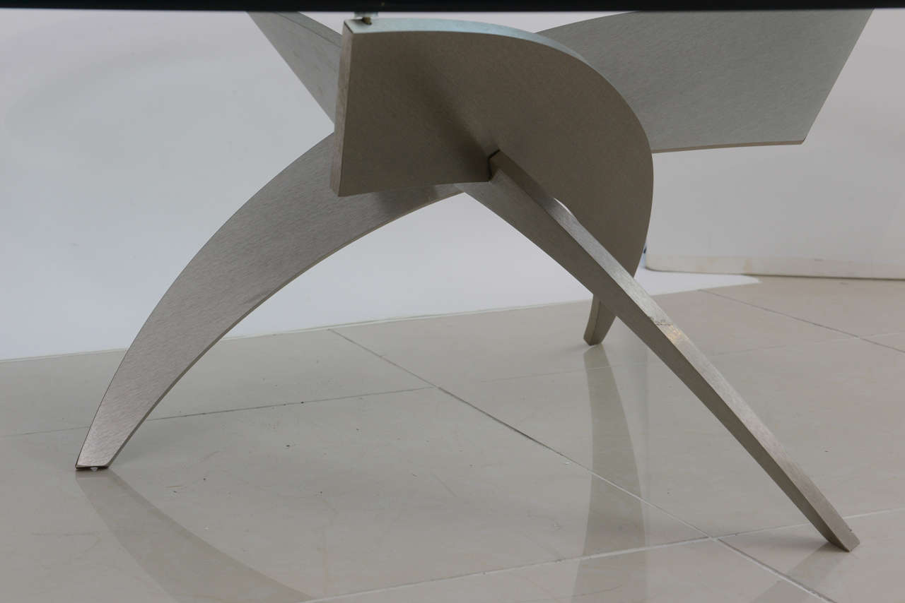 Italian Modern, Stainless Steel and Glass Low Table 1