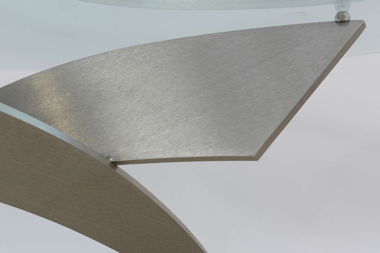 Italian Modern, Stainless Steel and Glass Low Table 3