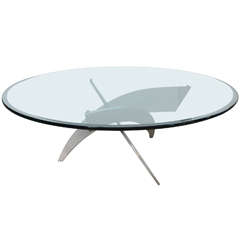 Italian Modern, Stainless Steel and Glass Low Table