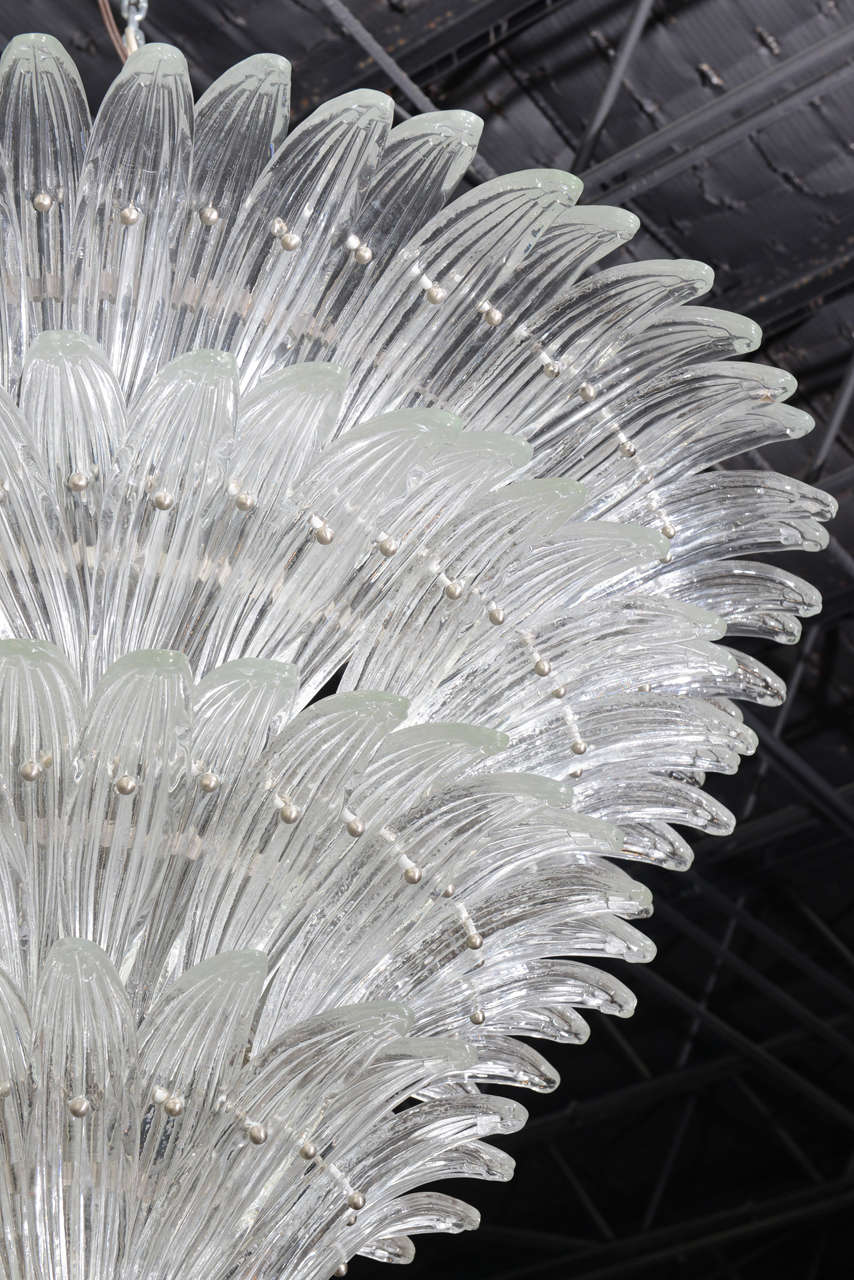 Fine Pair of Sabino Clear Glass, Monumental Size Chandeliers For Sale 2