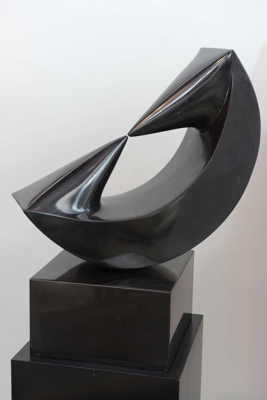 Artist: Masami Kodama, Japan (b.1933).
Medium: Hand-carved black marble with marble base.
Date: circa 1960.

Bio:
Masami Kodama was born in Hiroshima, Japan, in 1933 and was educated at Kyoto University of Fine Arts, receiving a Master's Degree