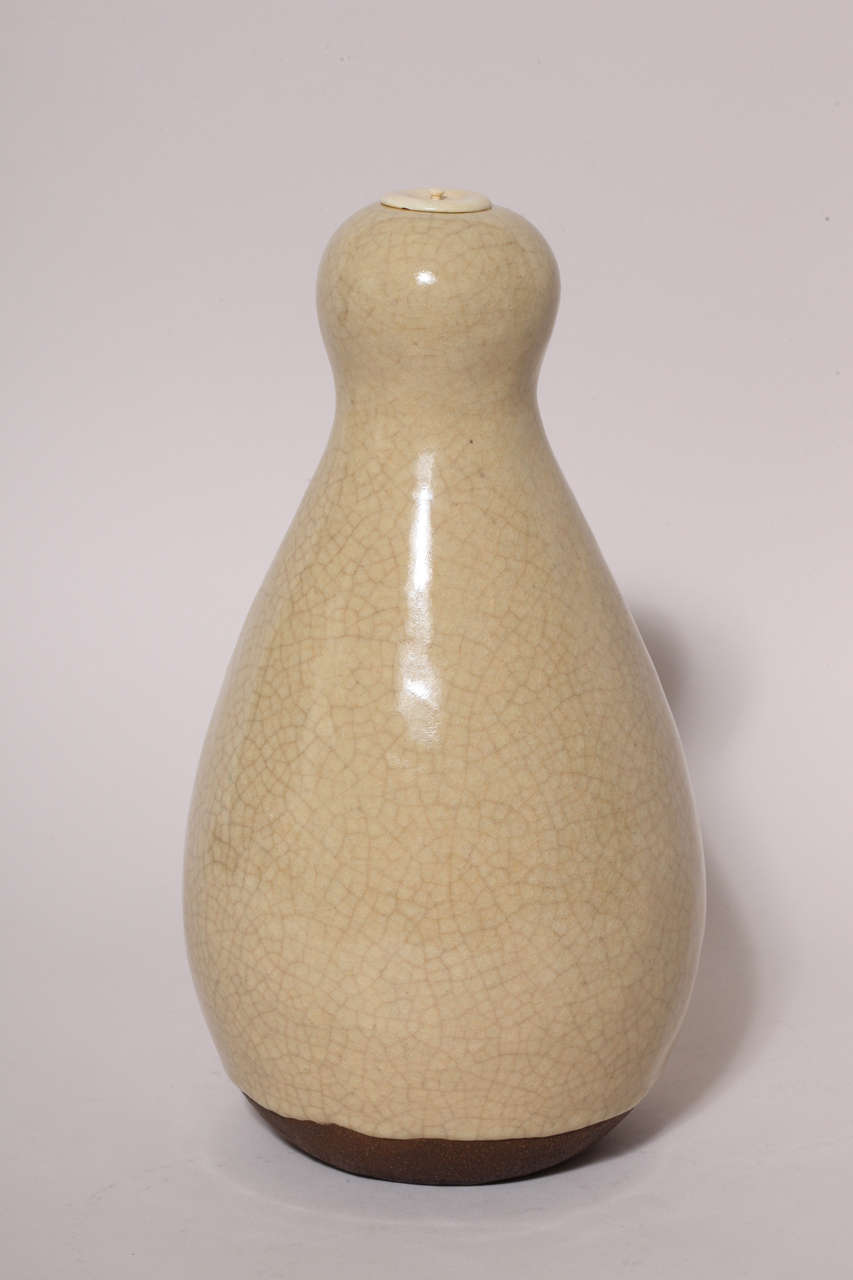 Henri Simmen French Art Deco Stoneware Covered Jar In Good Condition For Sale In New York, NY