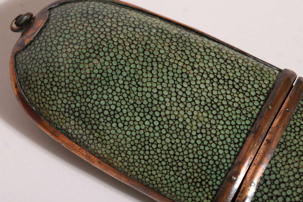 Art Deco Shagreen & Copper Eyeglass Case In Good Condition In New York, NY