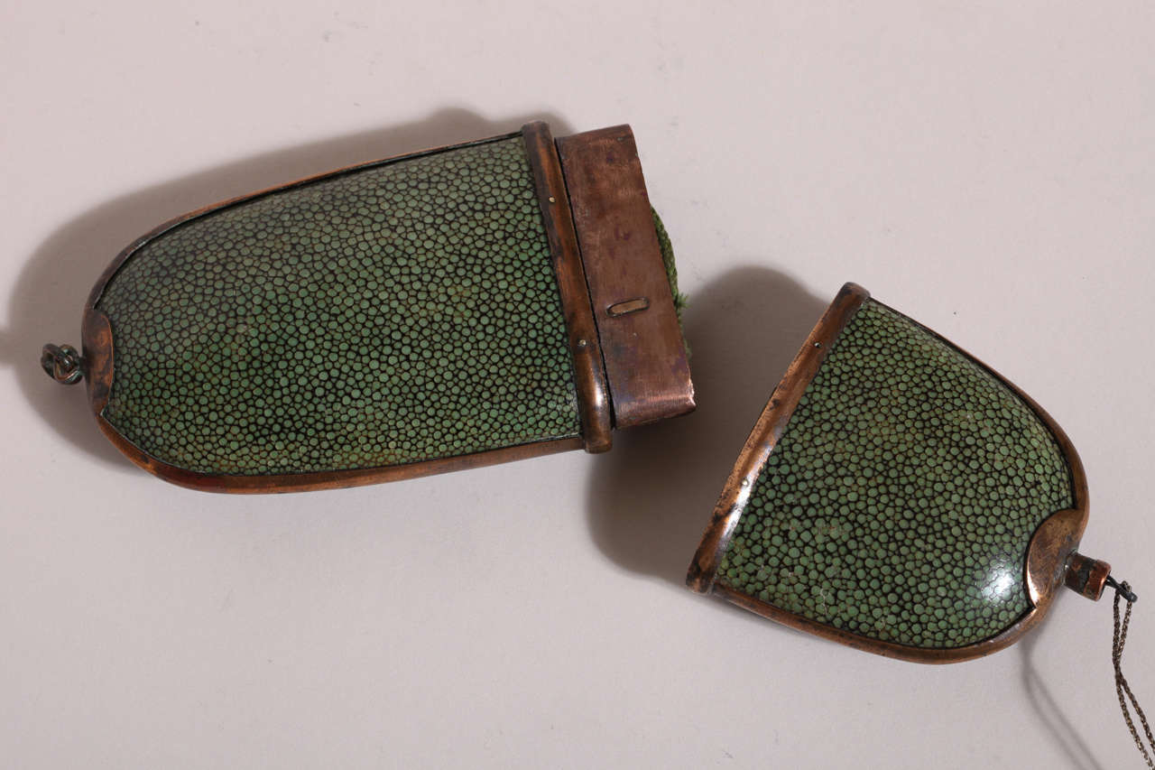 20th Century Art Deco Shagreen & Copper Eyeglass Case