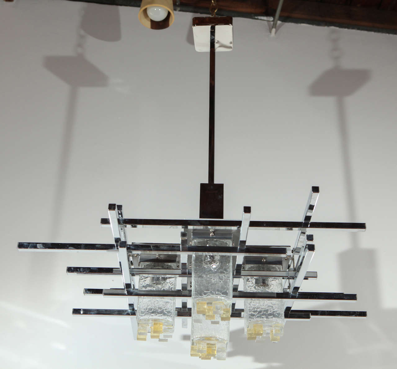 Italian chandelier, newly rewired for five standard bulbs. Four five-light fixtures available, a seven-light fixture is also available. Old stock.