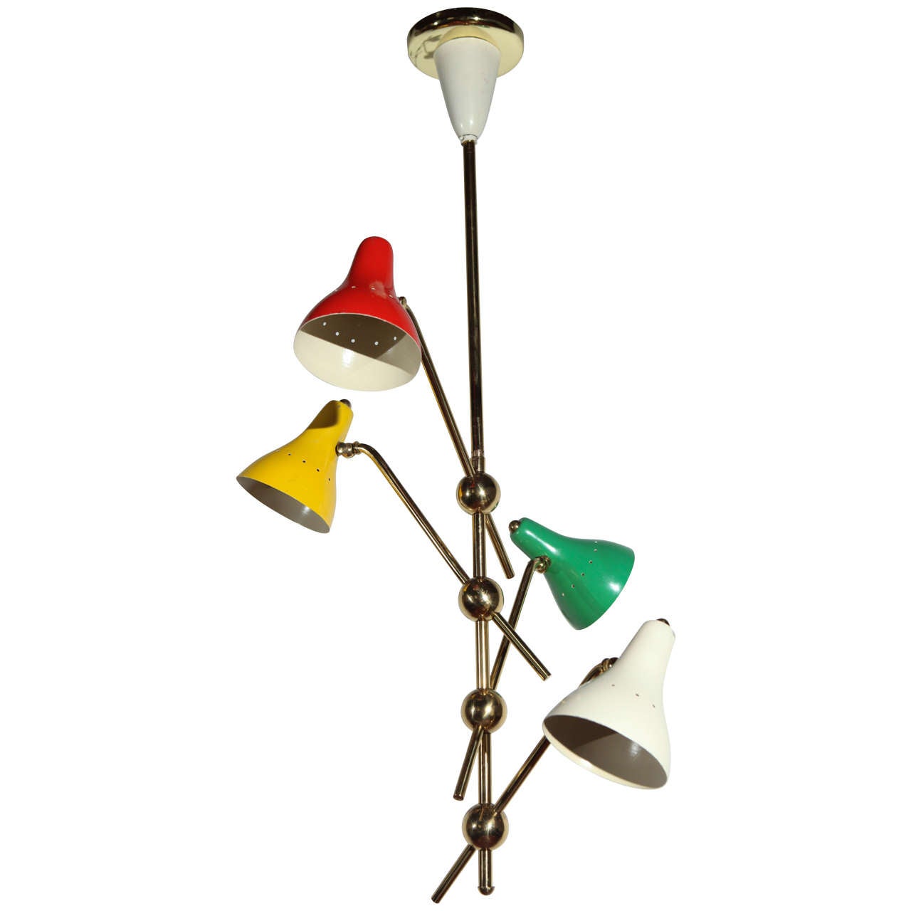 Red, White, Green and Yellow Ceiling Fixture by Jacques Biny