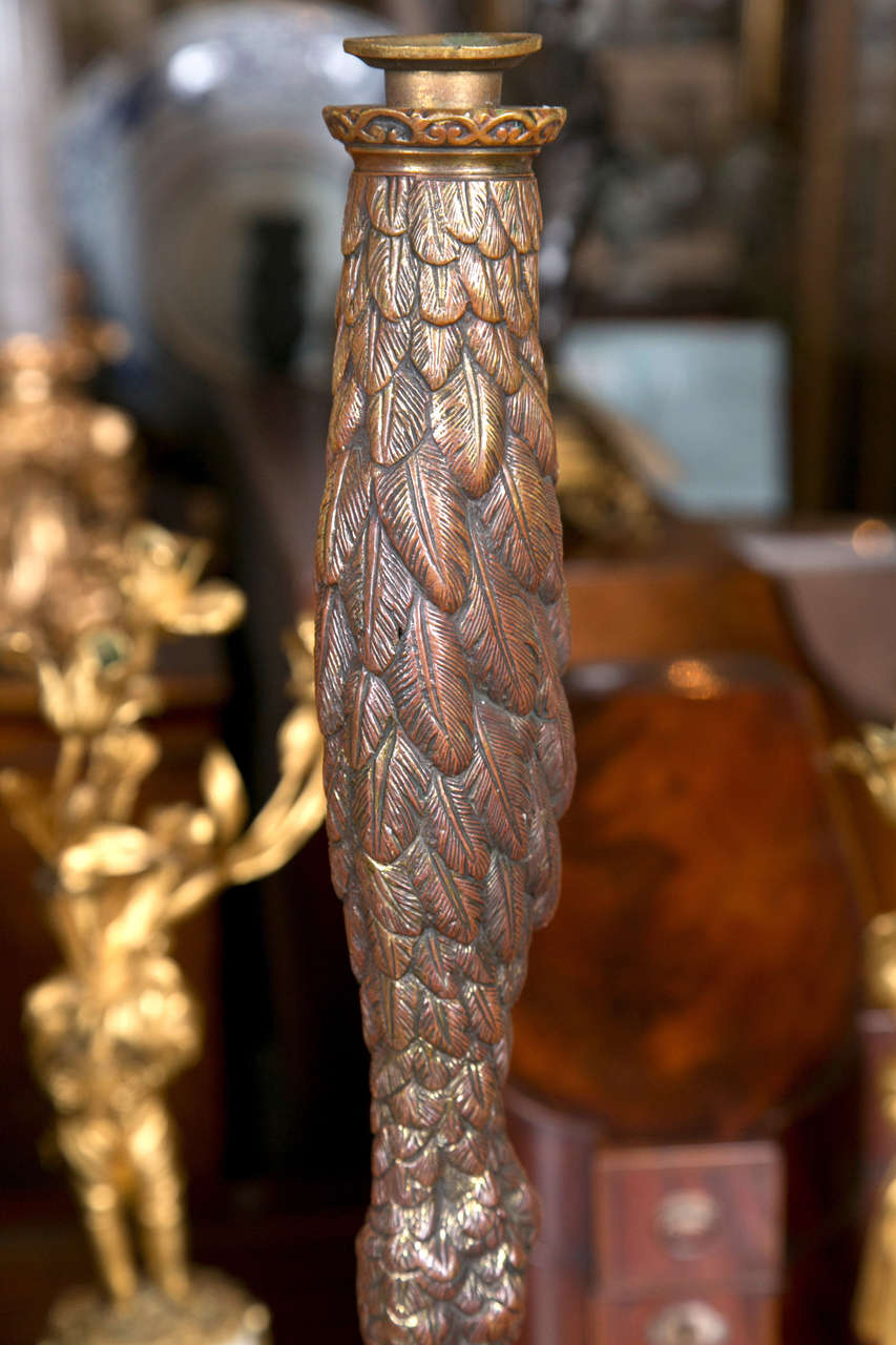American Outrageous Bird Leg Bronze  Candlestick
