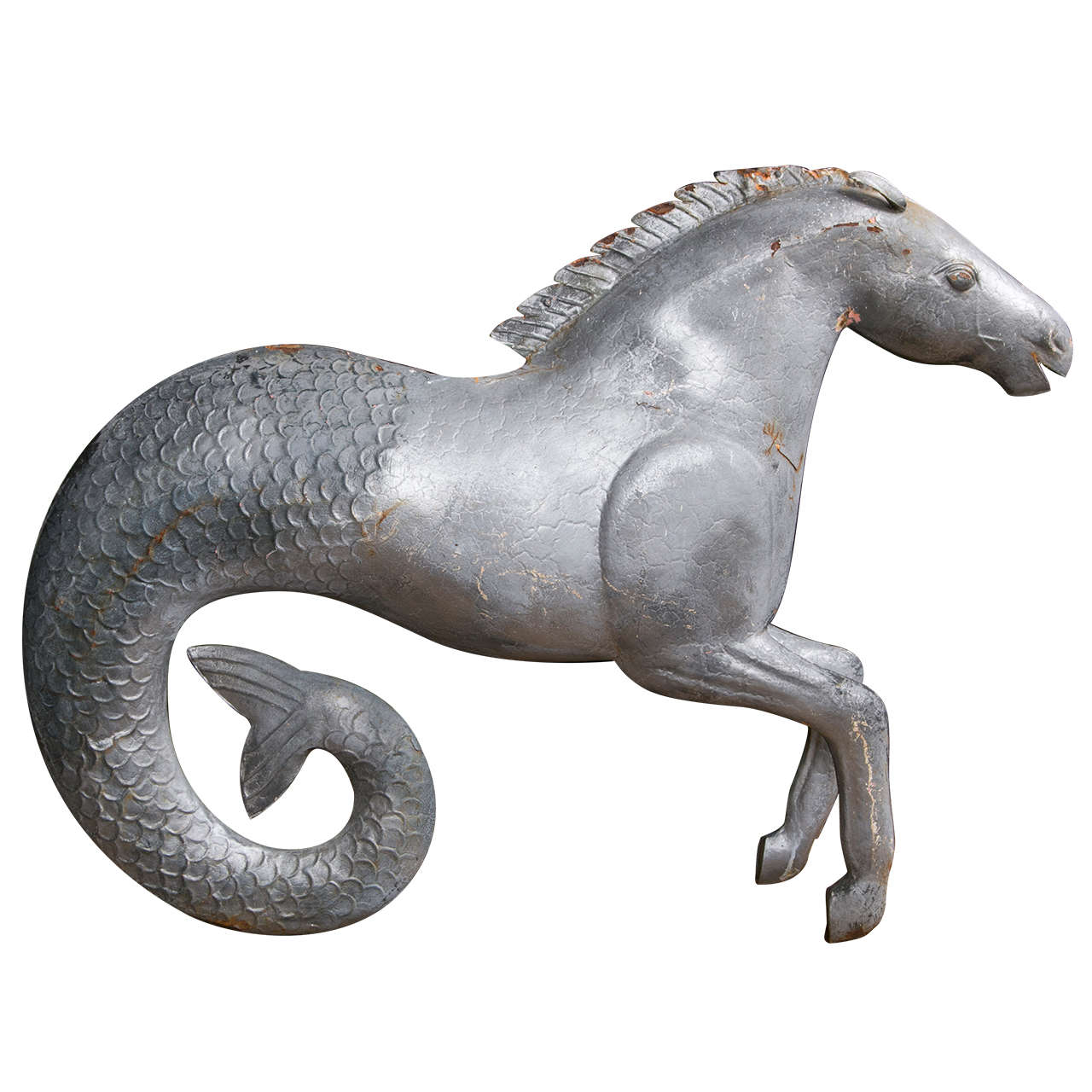 Unusual  Painted Tin Folk Art Hippocampus