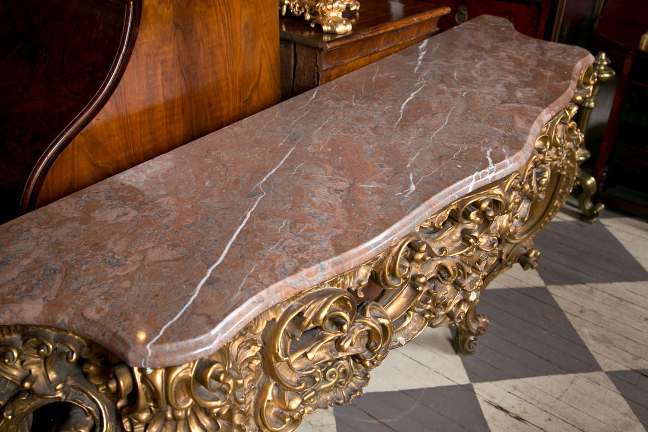 French 19th Century Rococo Marble Top Console