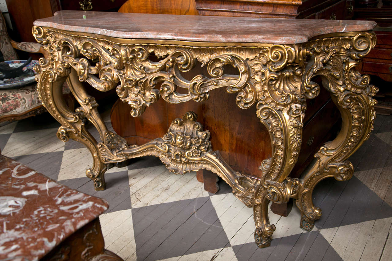 19th Century Rococo Marble Top Console 5