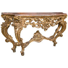 19th Century Rococo Marble Top Console