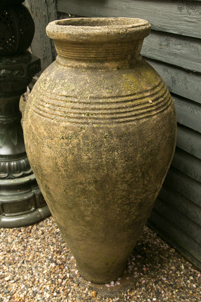 Pair of Cast Cement Storage Jars at 1stdibs