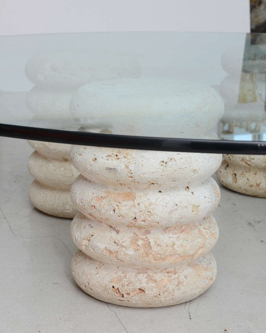 Minimalist Coquina Stone Circular Coffee Table