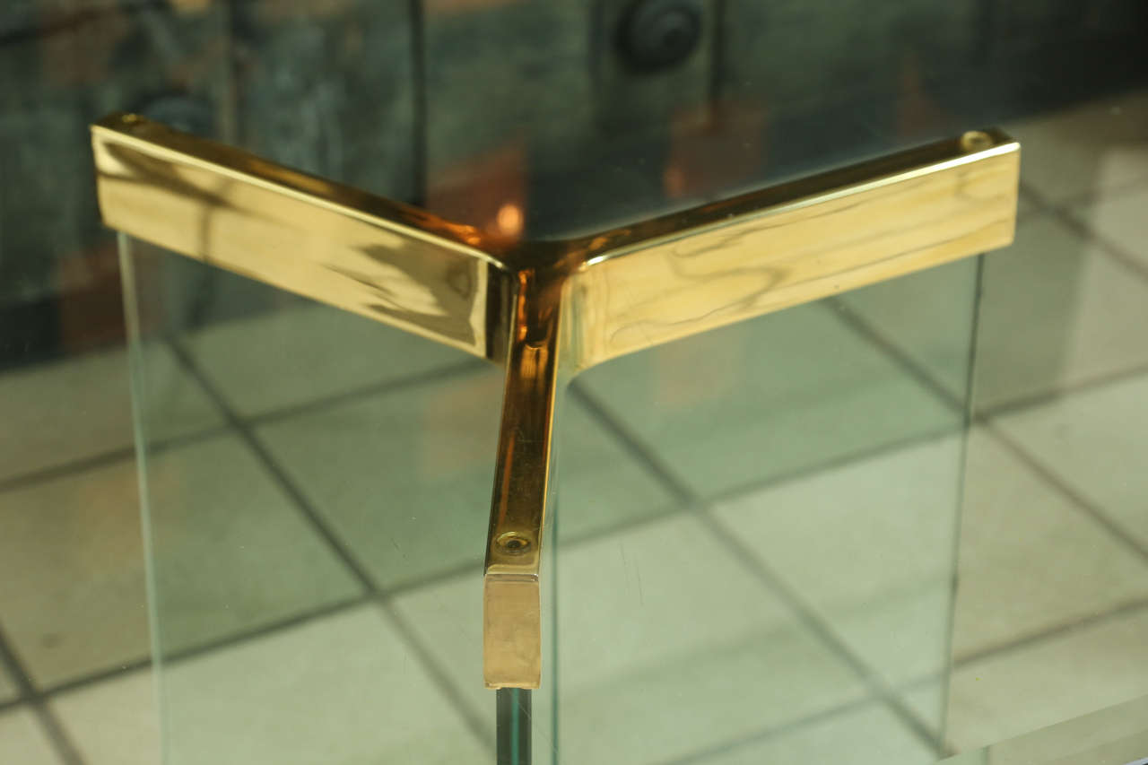 Glass and Brass Dining Table by Pace 1