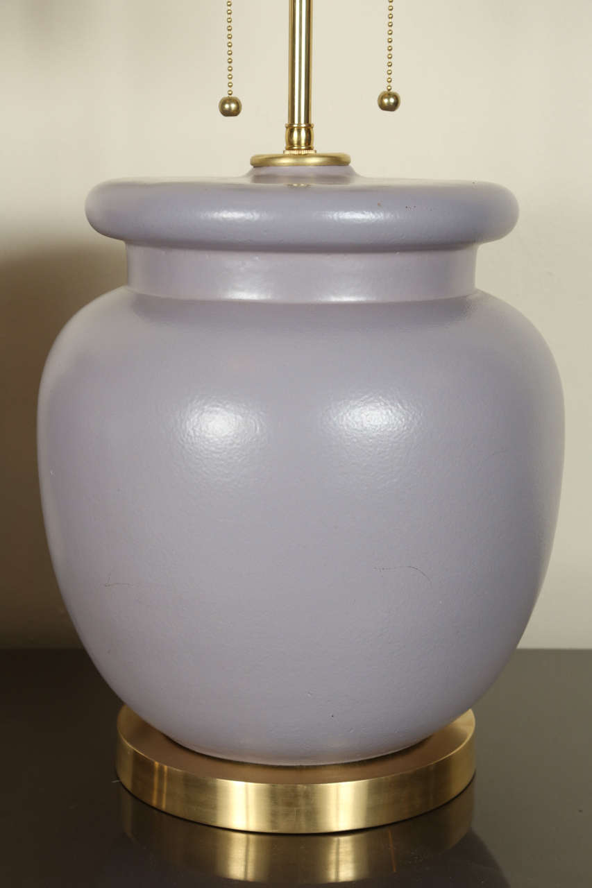 Late 20th Century Pair of Lavender Ceramic Table Lamps