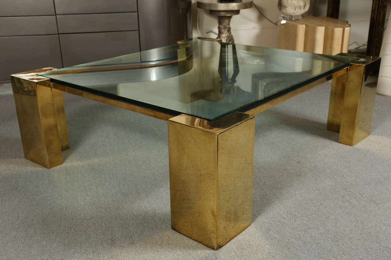 American Exceptional Architectural  Brass Coffee Table