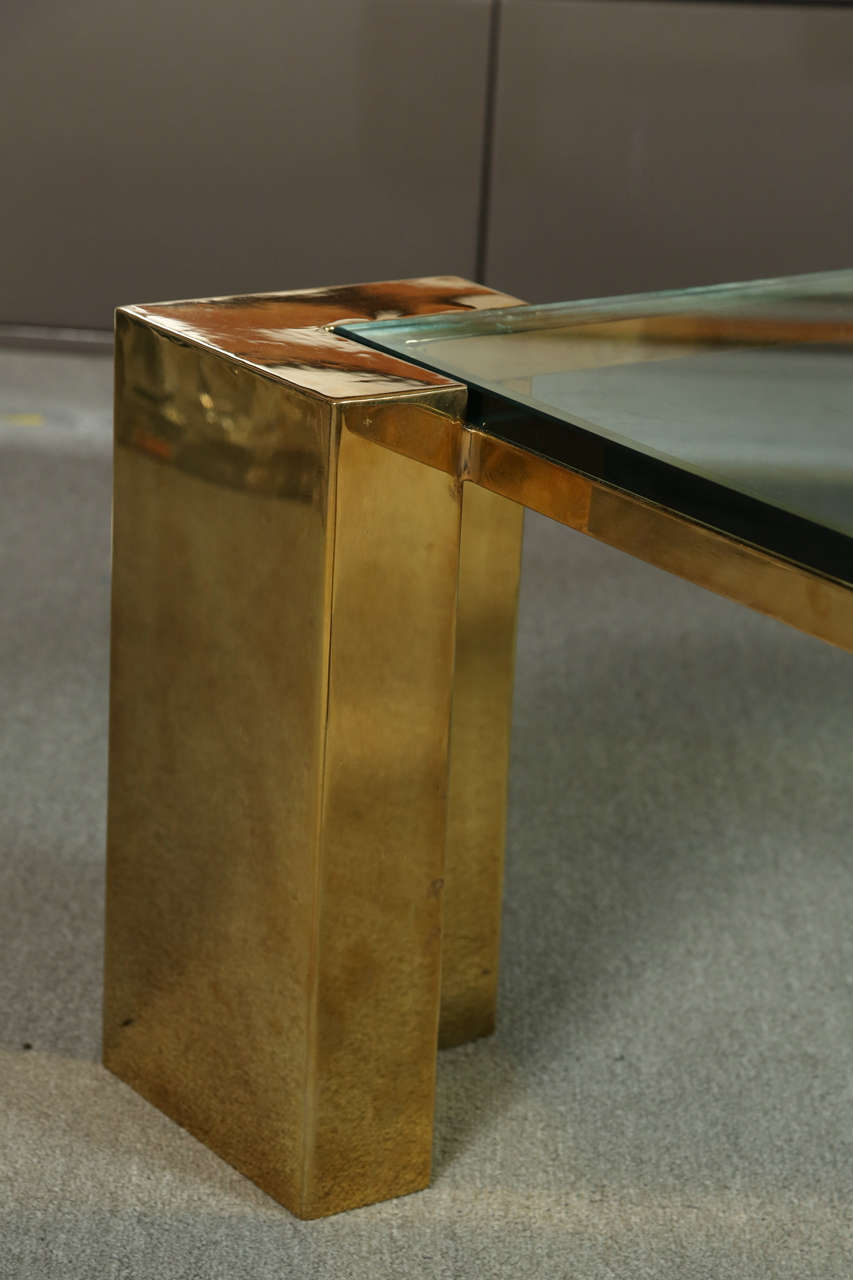 Late 20th Century Exceptional Architectural  Brass Coffee Table
