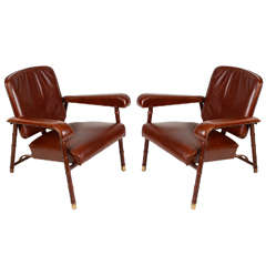 Pair of Armchairs by Jacques Adnet 9