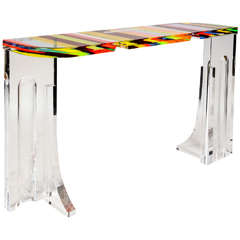 Vintage 1980's Console in Acrylic, Attributed to Jean Claude Farhi