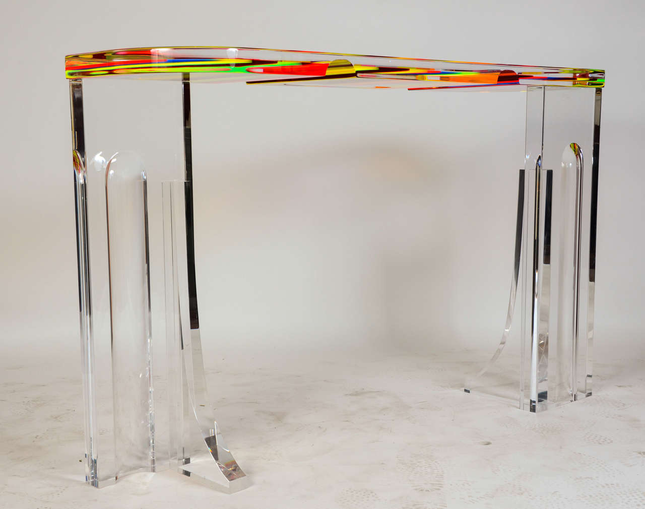 French 1980's Console in Acrylic, Attributed to Jean Claude Farhi