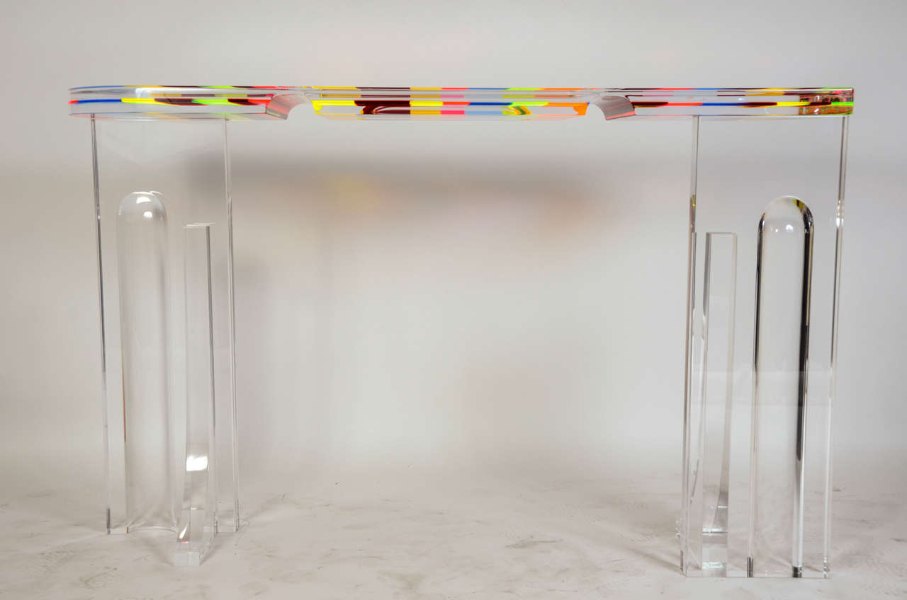 1980's Console in Acrylic, Attributed to Jean Claude Farhi 1