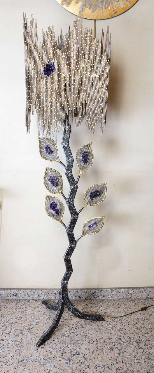 1970's Henri Fernandez's Standing Lamp with Amethysts
