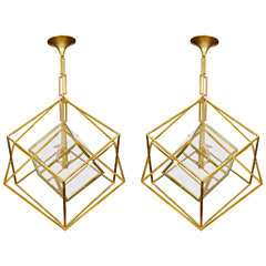 Pair of Cubic Chandeliers