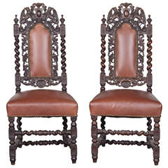 Pair of Spanish Baroque Style Side Chairs