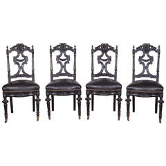 Set of Four 19th c. Ebonized Side Chairs