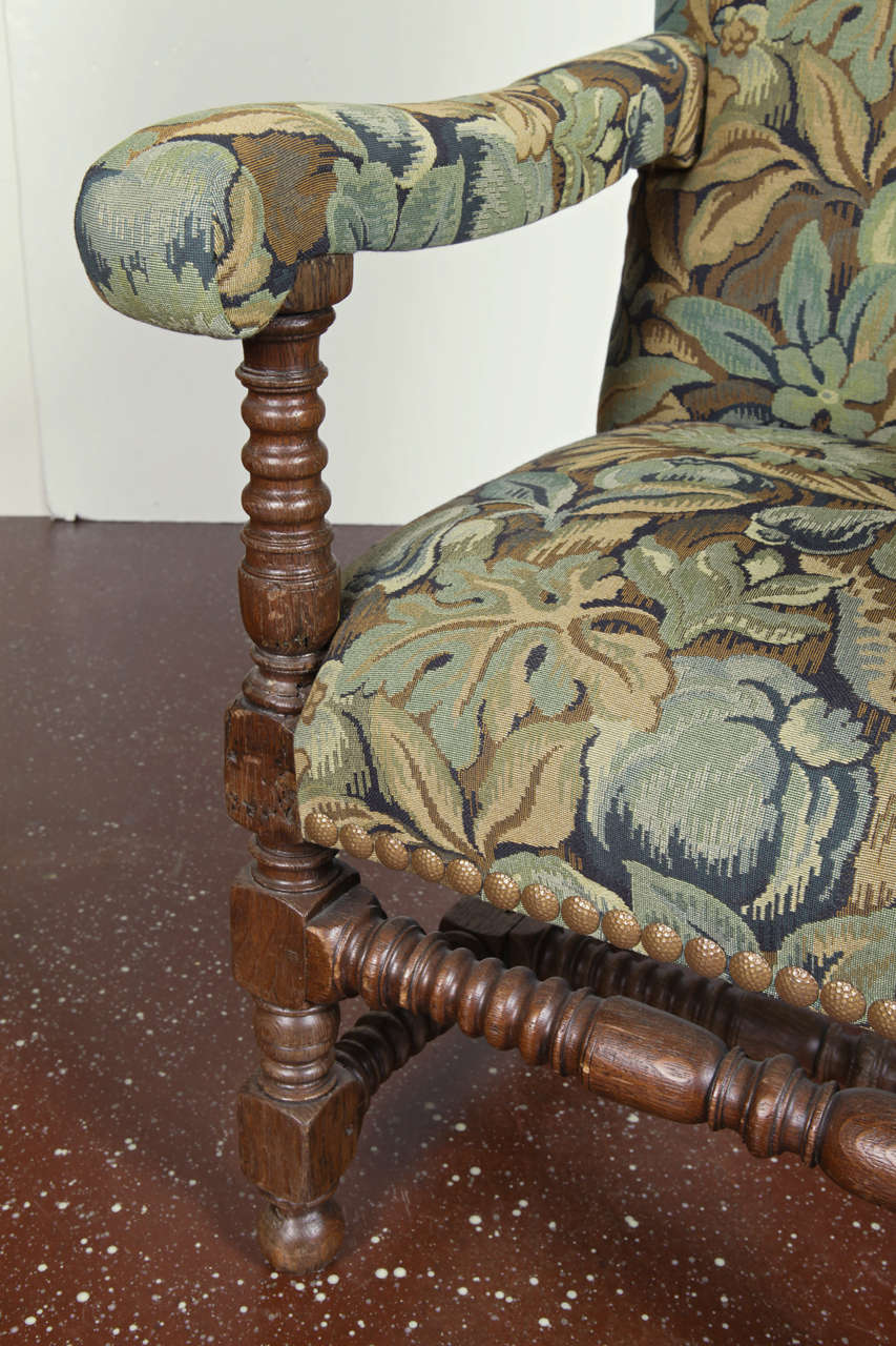 19th Century Louis XIII Style Tall-Back Armchair For Sale