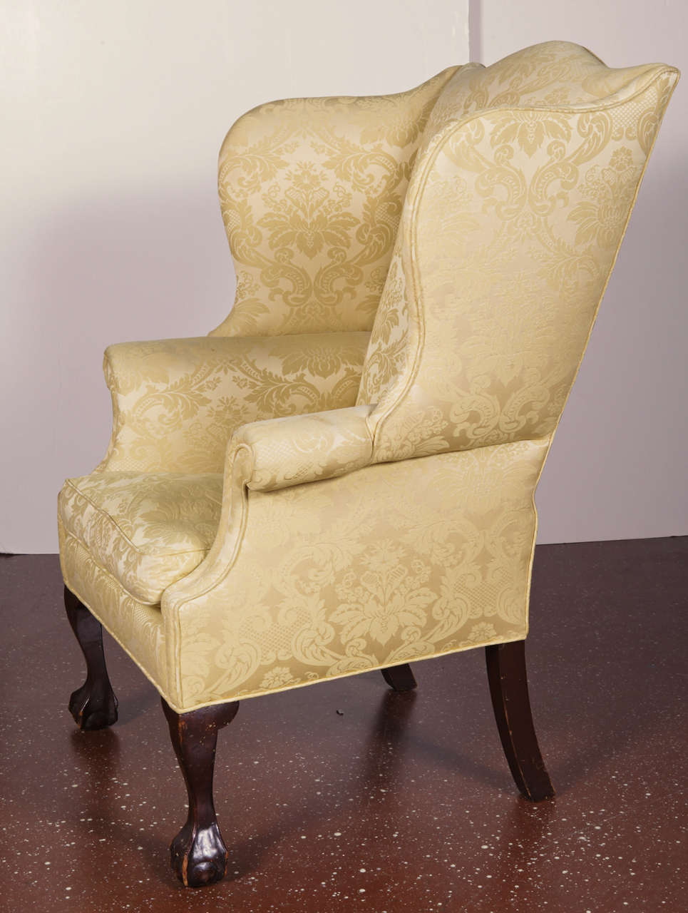 19th Century American Queen Anne Style Wingback Armchair In Fair Condition In Dallas, TX