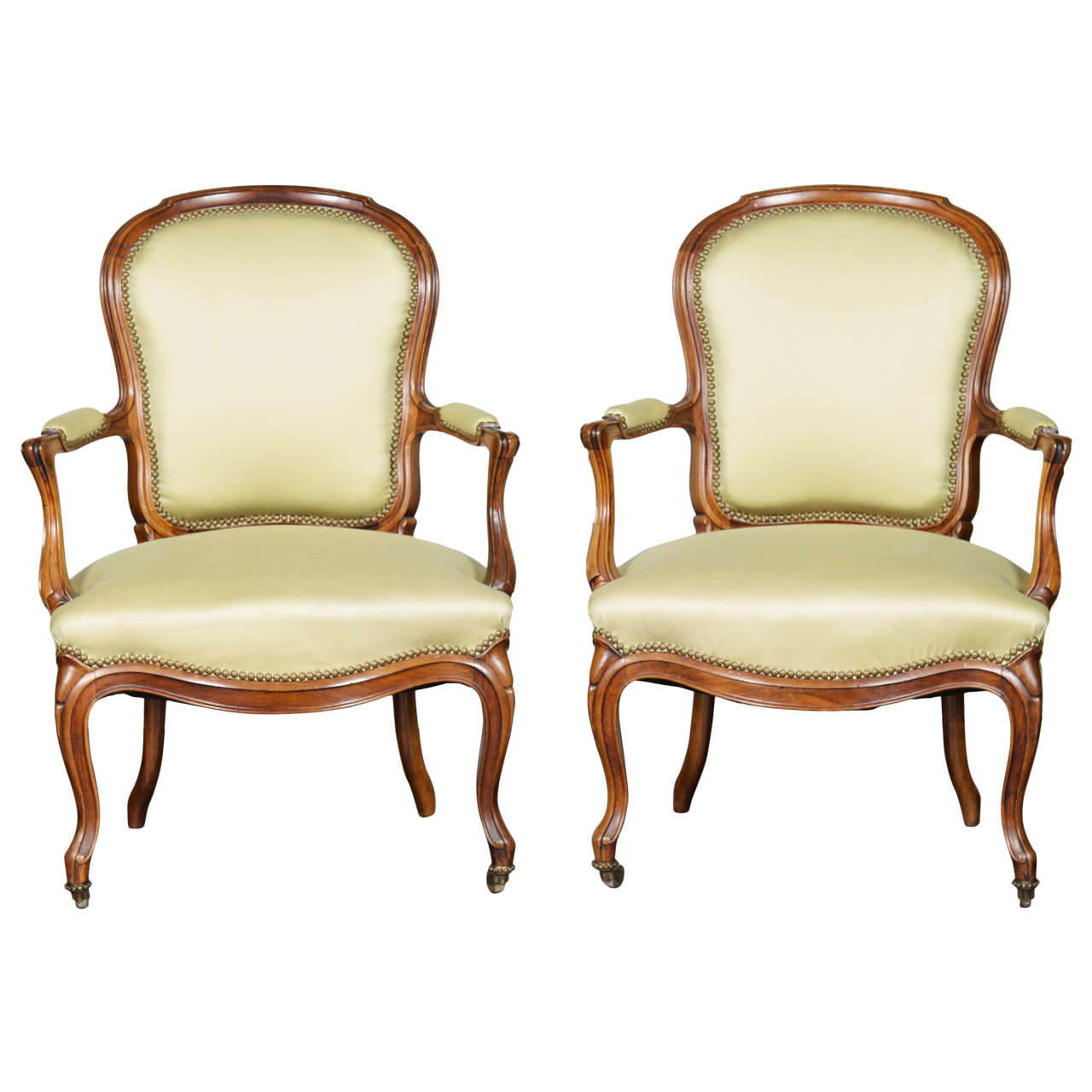 Pair of Louis XV Style French Provincial Armchairs at 1stDibs
