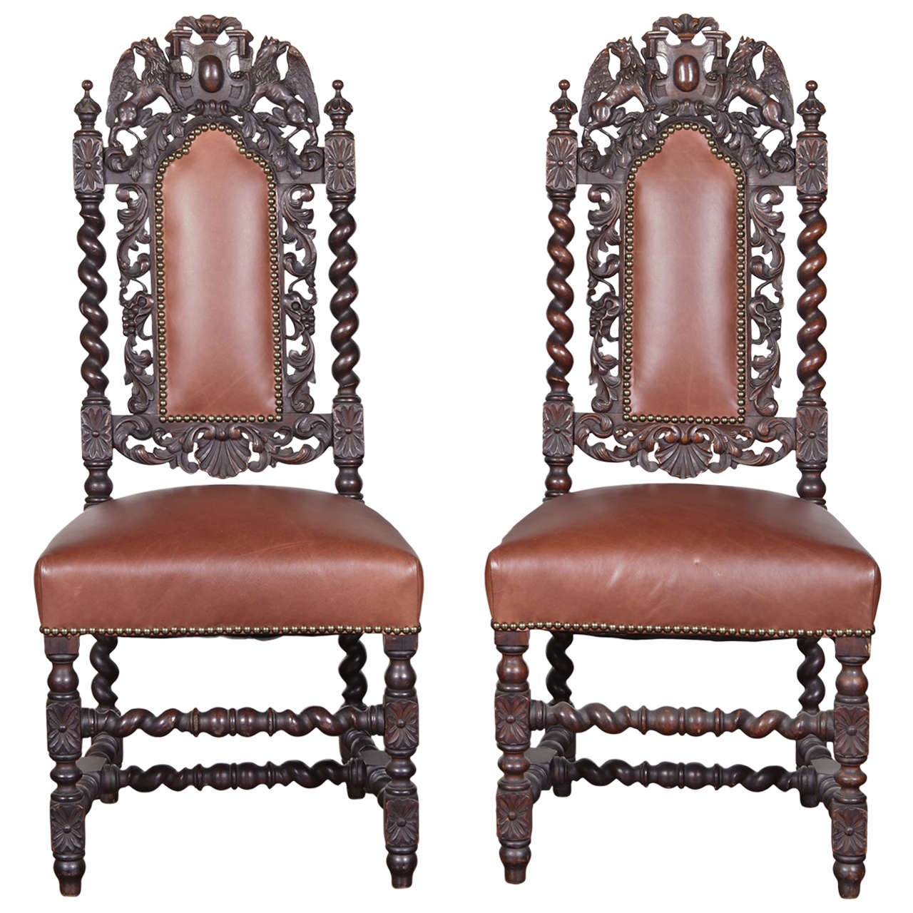 Pair of Spanish Baroque Style Side Chairs at 1stDibs spanish baroque
