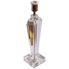 French Cut and Polished Solid Glass Table Lamp