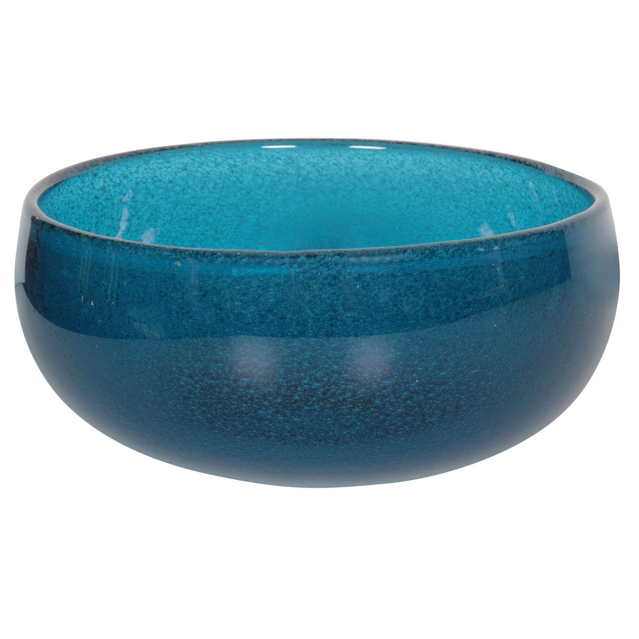 Beautiful Turquoise Bubble Glass Bowl by Sven Palmqvist