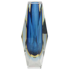 Murano Sommerso Faceted Vase by Mandruzzato