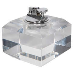 Square Lucite and Chrome Lighter
