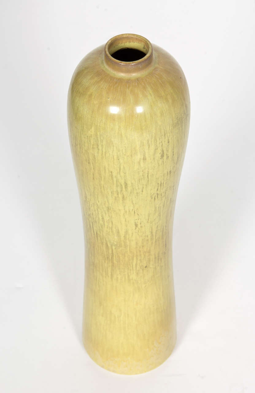 Mid-Century Modern Chartreuse Ceramic Vase by Gunnar Nylund for Rorstrand For Sale