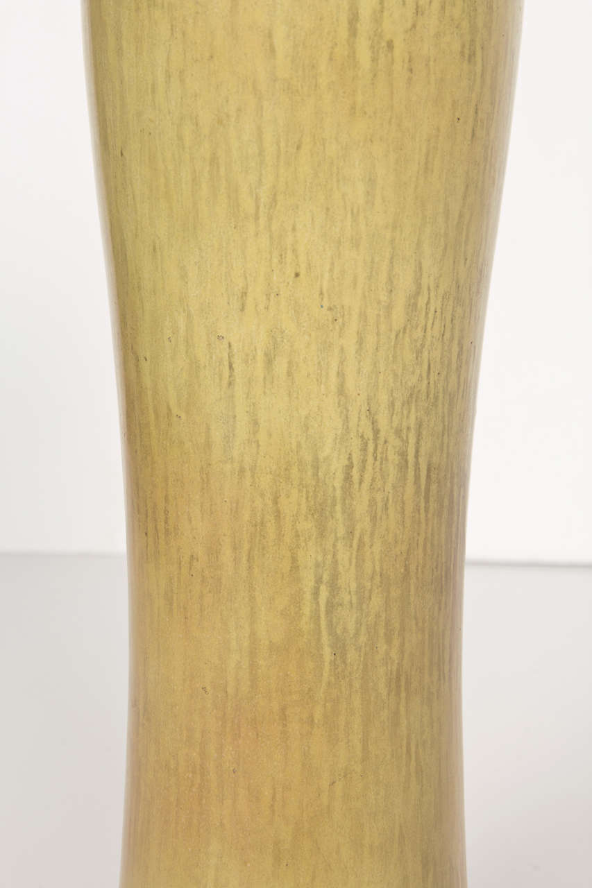 Swedish Chartreuse Ceramic Vase by Gunnar Nylund for Rorstrand For Sale