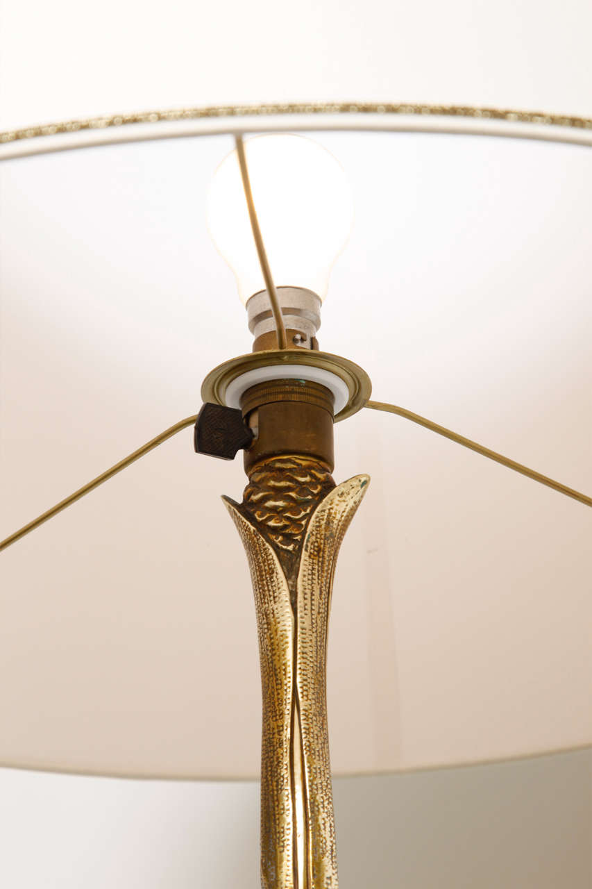 Mid-20th Century Elegant Maison Bagues  Bronze Floor Lamp With Palms And Ears